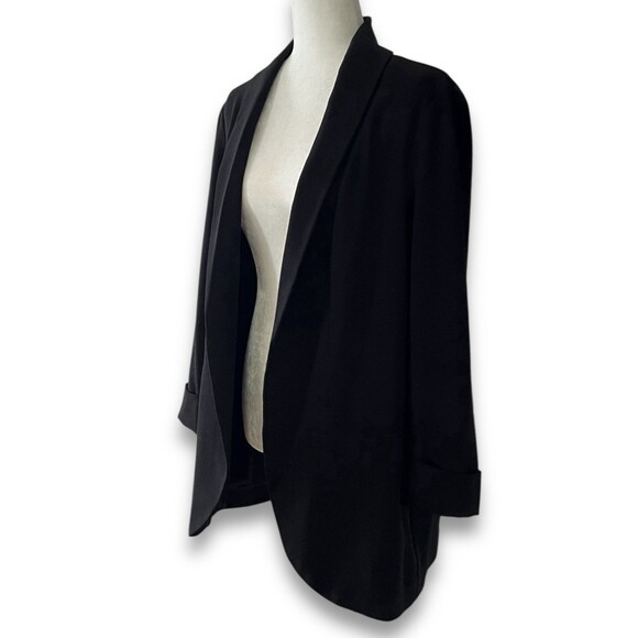 Simply Styled By Sears Solid Black Blazer With Rolled Cuffs Business Casual Sz L - Picture 3 of 13